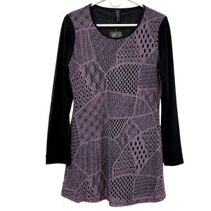 NWT SACRED THREADS Black Lavender Mini Dress SZ S/M